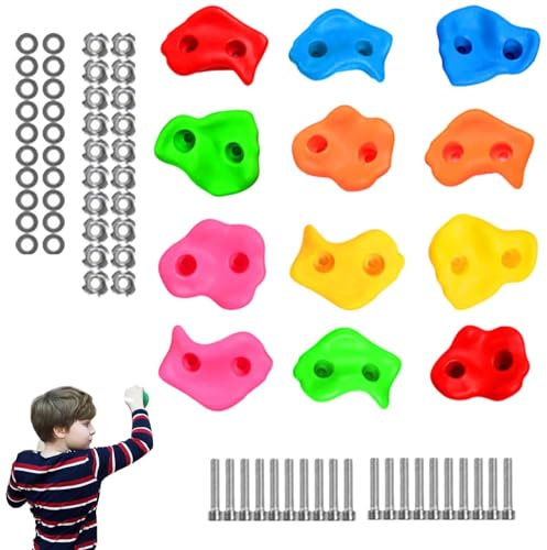 Klettergriffe für Kinder, Klettersteine mit Befestigungsschrauben, mehrfarbig, große Klettergriffe für den Außenbereich, große Felswandgriffe, 10 Stück