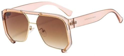 ETETGVG Lunettes de soleil surdimensionnées pour femmes et hommes, verres plats, grandes lunettes de soleil de luxe tendance pour hommes, nuances vintage pour l'extérieur, CHAMPAGNE, taille unique