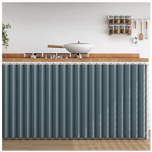 Staubdichter Vorhang für Regale, Staubdichter Vorhang für Regale, Schrank Schatten Vorhang, Schrankvorhänge für Küche mit Gleitschienen für Küche, Schuhschlitze, Schränke, Waschmaschinen(Blau,WxH 100x