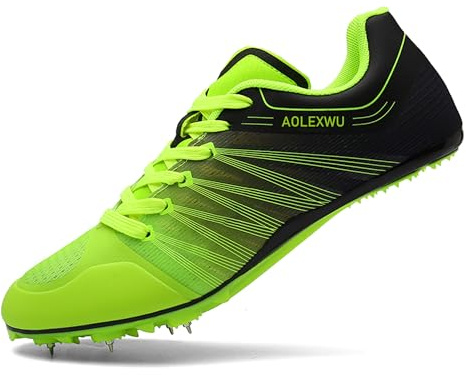 AOLEXWU Leichtathletik-Schuhe für Herren und Damen, Netz-Spikes, Leichtathletik, Rennen, Rennen, Sprint, Laufen, Nagelspikes, Schuhe, Jungen und Mädchen, 1906-Grün, 38.5 EU