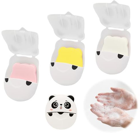 3 Scatole (150 Fogli) Sapone Carta, Portatili Saponette, Sapone da Viaggio, Sapone Portatile in Foglietti, Sapone in Fogli, Stampa Panda, Profumata, Adatta Per Viaggi, Campeggio, Picnic, Escursioni