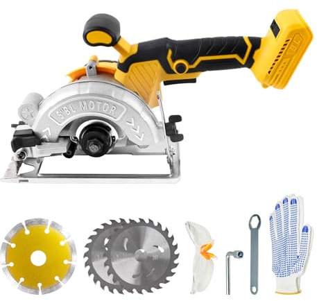 Scie circulaire sans fil scie circulaire électrique pour Dewalt 20 V, 1000 W 6200 tr/min avec 3 lames de scie de 125 mm, biseau 0-45°, profondeur de 32 mm pour bois, métal souple, plastique