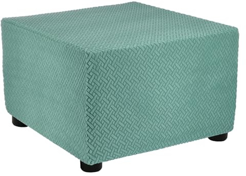 sourcing map Stretchbezug für Ottomane, quadratisch, Köper, mit Gummizug, für Fußhocker, Wohnzimmer, Schlafzimmer, Länge 57–70 cm, Größe M, Grün