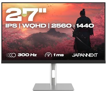 JapanNext Monitor Gaming 27 IPS WQHD (2560x1440) 300Hz 1ms | HDR | Altura e inclinación Ajustables (HSP) Altavoces Integrados | 100% sRGB G-Sync/FreeSync | JN-IPS27G300Q-HSP