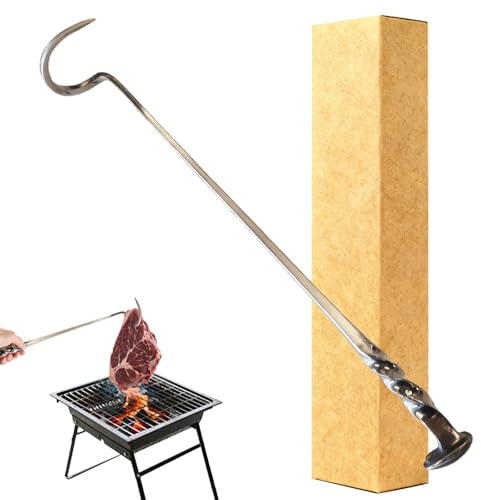 Meat Flipper, Grill Hooks for Turning, Heavy Duty Stainless Steel BBQ Turner Hooks with Long Handle for Flipping Ribs, Pork Shoulder, Roast on Smoker Grilling (Right Hand - A)