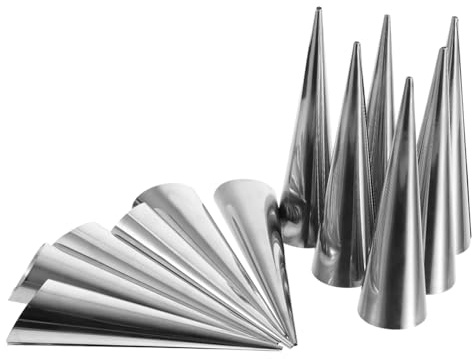 SAFIGLE 12 pezzi Stampi Croissant Conici in Acciaio Resistente Stampi per Pane e Dolci con Base Piatta e Inclinata Resistenti e Sicuri per Forno e Frittura