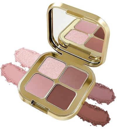 4 Couleurs Palette Fard a Paupiere, Matte et Paillettes Ombre à Paupières, Longue Tenue Waterproof Highly Pigmented, Poudre Ultra-Fine Facile à Estomper Avec Miroir, Palette Maquillage Femme Yeux-03