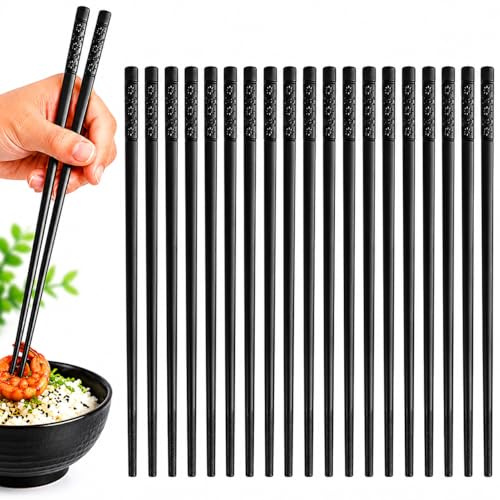 10 Paar Fiberglas-Essstäbchen, Essstäbchen Spülmaschinenfest 24 cm, Asia Stäbchen Rutschfest, Wiederverwendbare Stäbchen zum Essen für Sushi, Reis und Nudeln, Geeignet für Küche und Alltag