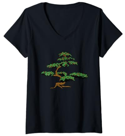 Femme Arbre Japonais Cerisier Fleur Pivoine érable pleureur T-Shirt avec Col en V