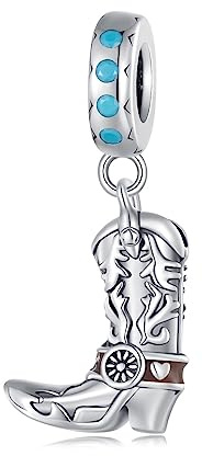925 Sterling Silber Cowboy Western Vintage Lederstiefel Hut Traumfänger für Armband zum Frauengeburtstag