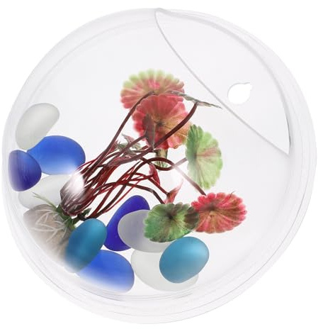 KAJNBN Wall Mounted Acrylic Fish Tank Hanging Aquarium Supplies Easy Installation and Creative round Design for Home Decor, 15cm Diameter Style
