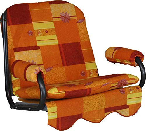 ANGERER Hollywoodschaukel Auflage 1-Sitzer orange-gelb Gemustert | passend für viele 1-Sitzer Hollywoodschaukeln, Schaukelauflage Made in Germany