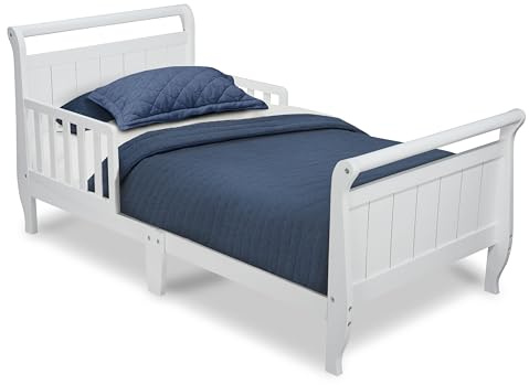 Delta Children Wood Sleigh Toddler Bed, White