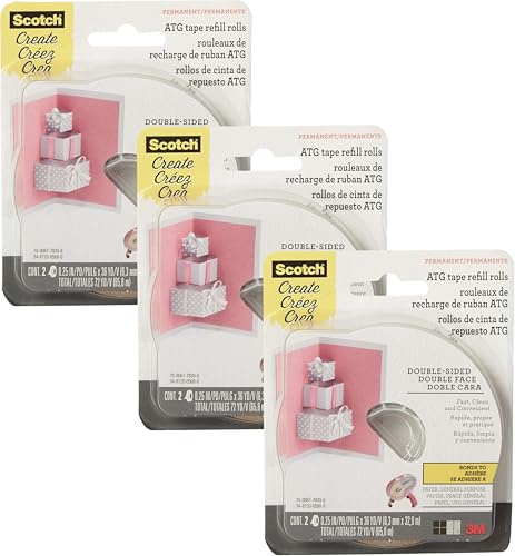 Scotch 085-R ATG Advanced Tape Glider Refill Rolls, 1/4-Inch by 36-Yard, 6 Rolls (3 Pack)