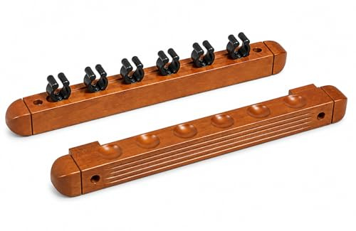John West Billard Queue Wandhalterung für 6 Queues Braun | Wandmontage, Pool Billard Queues, Platzsparend, Für Billardzimmer, Verein & Hobbyraum