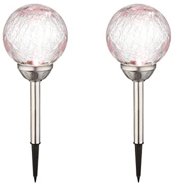 2er Set LED Solarleuchten Gartenkugeln 15cm mit Farbwechsel, Erdspießleuchten, Globo Lighting