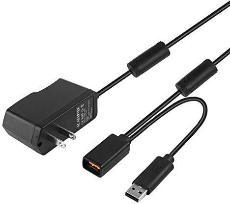 VSEER Kinect Adaptador USB de CA de fuente de alimentación de cable adaptador de repuesto para Mircosoft Xbox 360 Kinect Sensor System, negro