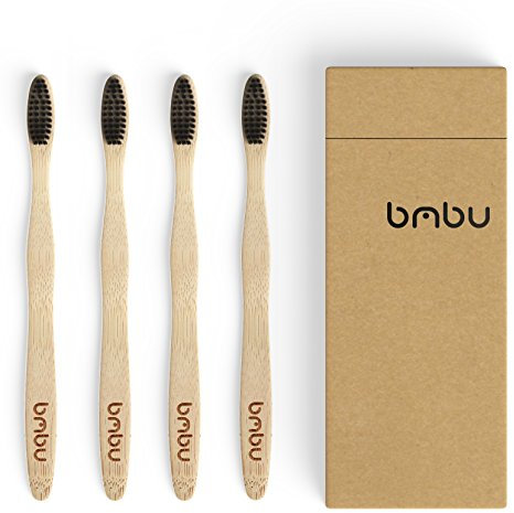 bmbu Bambus Zahnbürste - Multipack mit Aktivkohle-Borsten (mittel/weich) - BPA-freie Zahnbürsten, umweltfreundlich, nachhaltig angebaut in einem