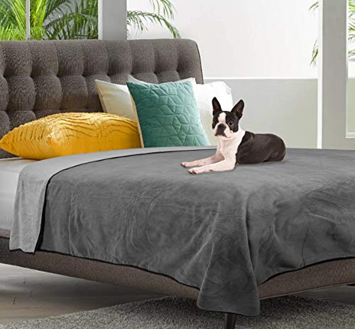 WESBRAD 100% Leak Proof, Waterproof, Totally Pee Proof, EZ-Wash, Durable, 3 Layer Blanket (Slate Grey/Cool Grey, Large 80x60) Adults, Pets, Dogs, Cats, Cozy Soft