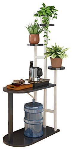 Metall Plant Stand Pflanzenständer Pflanzgefäß Halter für Innen Außen, Holz Blumentreppe Pflanzentreppe Couchtisch für Wohnzimmer Sofa, Länge 60cm/80cm