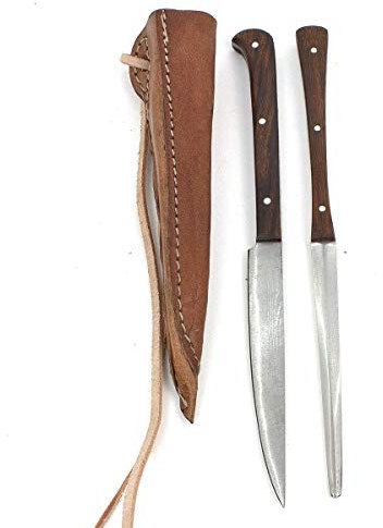 Vehi Mercatus Mittelalter-Besteck in Doppellederscheide (Holz, Typ 1)
