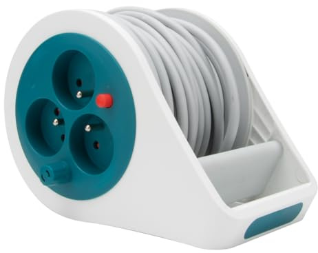 Mini-Design-Kabeltrommel, 3 Steckdosen, 2P+T, 7 m, Blau Zenitech