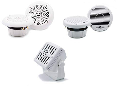 wellenshop 1 Paar hochwertige Riviera Lautsprecher, weiß, wasserdicht, Boot Marine Schiff Außen-Bereich wasserfest, (Modell AP09 1 Stück im Lieferumfang) Größe AP15