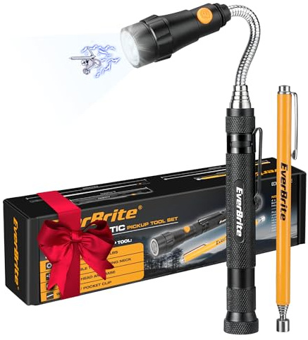 EverBrite Geschenke für Männer, Magnetheber Taschenlampe LED 2 Stück | kleine Geschenke für Männer Vater, Magnetgreifer, flexibler Krallengreifer mit starkem Magnetstab