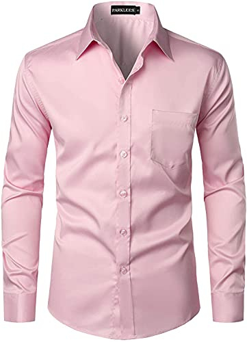 PARKLEES Chemise boutonnée élégante à coupe ajustée, manches longues et poche, style urbain, décontracté ou habillé, pour homme