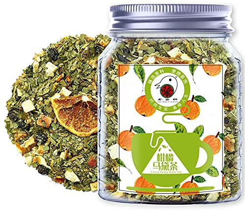 Plant Gift Citrus Yerba Mate Tea, Piña, manzana, uva, limón, naranja, crisantemo y regaliz, té caliente y helado, té de hierbas sin OMG, sin artificiales, 70 g/2,5 oz