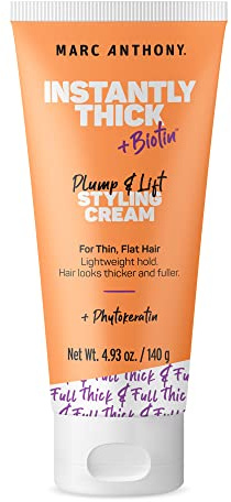 Marc Anthony Hair Thickening Styling Cream for Thin & Flat Hair, Instantly Thick - Volumizing Hair Cream with Biotin, Lightweight Hold for Thicker Fuller Hair - Sulfate-Free Haircare Products