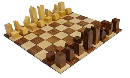 Schachspiel aus Holz von Lanier Graham 1966 Schachfiguren aus goldenem Palisander mit 30,5 cm großem massiven eingelegtem Schachbrett