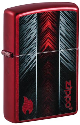 Zippo Sturmfeuerzeug - Red and Gray Zippo, Candy Apple Red, Color Image - Nachfüllbar - Wiederverwendbar - Windfestes Design - Geschenkbox - Made in USA