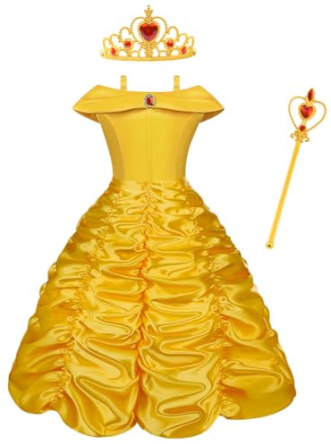 Vicloon Prinzessin Kleid, 3 Stück Mädchen Kostüm, Schöne und Das Biest Kostüm Verkleiden, Kinderkleider Karneval Verkleidung Party Kleid Prinzessin Kostüms, für 3-9Jahre