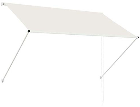 FIRBNUS Toldo Retráctil 200x150 cm Exterior Extensible, Enrollable y Ajustable para Pared - Impermeable Manual Crema