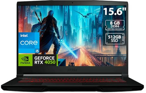 MSI Laptop Gamer Thin GF63: Processore Intel Core i5 12450H (fino a 4.4GHz), Memoria 8GB DDR5, SSD da 512GB, Display da 15.6 LED, Video NVIDIA GeForce RTX 4050, S.O. Windows 11 Home (64 bit)