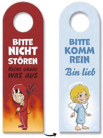 Bitte nicht stören - komm rein Türhänger 10er Set mit Teufelchen und Engelchen für deine Kinder damit sie dir zeigen können ob du gerade eintreten darfst oder besser nicht