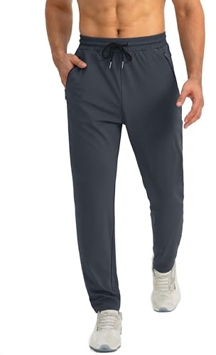 Tansozer Pantalon Chandal Hombre Jogger Pantalon Deporte Running Hombres Pantalones Deportivos Secado Rápido Pantalón con Cremallera en Bolsillos Slim Fit Jogging Sport Hombre Gris 3XL