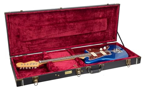 Crossrock Étui Guitare Électrique Jazzmaster/Jaguar (Style Moderne) | Finition Noire (Black), Coque Bois Rembourrée, Serrures Acier – Hardshell Vintage Classique