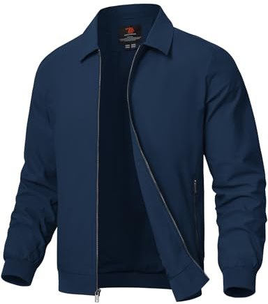 Rdruko Men's Lightweight Smart Casual Lapel Jacket, Navy Blue L