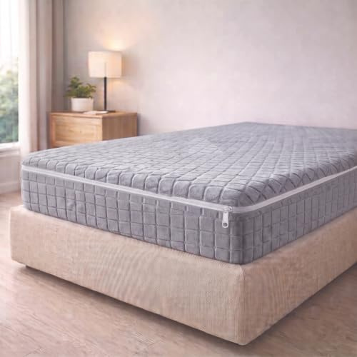 Degrees Home – Teide – Matratzenbezug – 180 cm Matratzenschoner – Matratzenbezug mit Reißverschluss – Anti-Milben-Matratzenschoner – 180 cm Bett - Grau