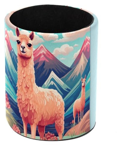 Alpakas Painted Desk Pen Holder, Pencil Pen Desk Organizers, Pencil Holder Pencil Case Cup Pencil Bag for Desk Office Pen Case for School, Kids