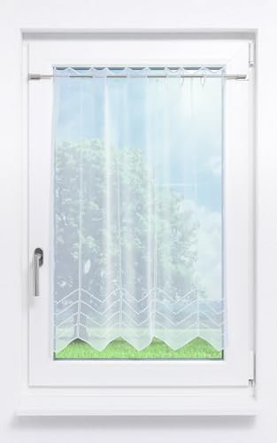 Plauener Spitze Scheibengardine Melissa #1W (Bx H) 81cm * 120cm reinweiß/Weiß
