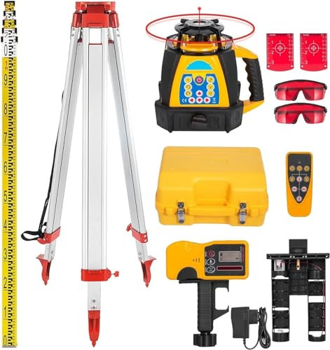 MAHWER Dispositivo de nivelación Rojo Kit de Nivel Giratorio 360, Instrumentos de medición de Rango autonivelantes Digitales de 500M Herramientas de construcción (Color : Red Beam Kit Set, Size : 1)
