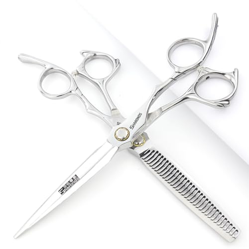 6/6,5-Zoll Sharonds Haarschneider, professionelle japanische 440C Schneideschere, effiziente Schere, Schere, Kammeinsteller (6.5 Zoll, 2 Stück-A)