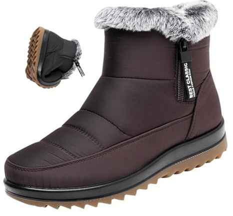 MAOAEAD Botas de nieve de invierno para mujer, impermeables, antideslizantes, de forro polar, con forro de piel cálida, botas de invierno cómodas para exteriores, Brown, 40 EU