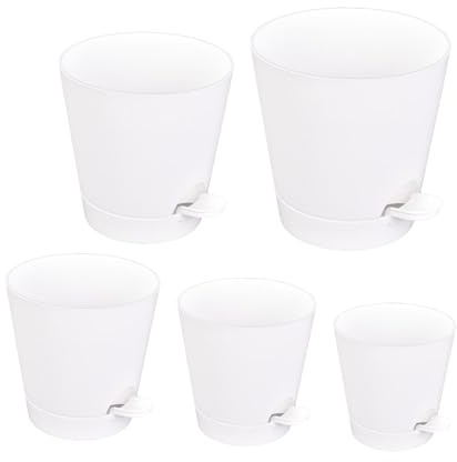 JISADER Macetas con Autorriego, Macetas de Flores de Perezoso Blanco, Plantas de Interior para El Hogar, 5 Uds.