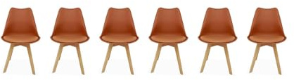 sweeek - Lot de 6 chaises scandinaves. Pieds Bois de hêtre. chaises 1 Place. Terracotta