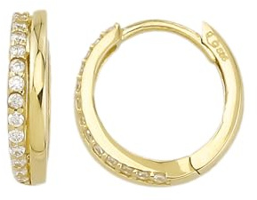 Ohrringe Creolen in Echt 585 Gold klassische, schlichte Ohrringe Ohrschmuck mit Zirkonia Steine Damen Schmuck Goldcreolen in Gelbgold inkl. Schmucketui | JC Trauringe 8515