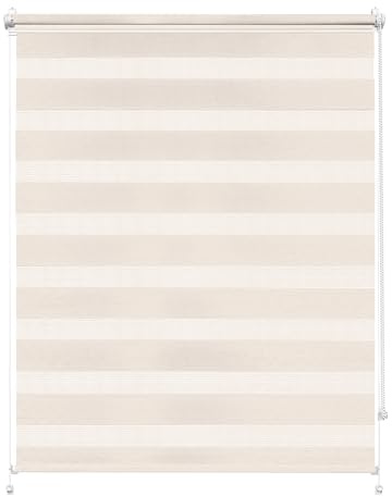 Rettika Doppelrollo Klemmfix ohne Bohren – Cream – Breite 50 cm, Höhe 220 cm – Duo Rollo für Innenräume, Sichtschutz Fensterrollo mit Lichtregulierung